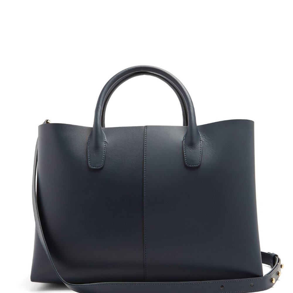 Mansur Gavriel Navy Blue Mini Calf Folded Tote Bag